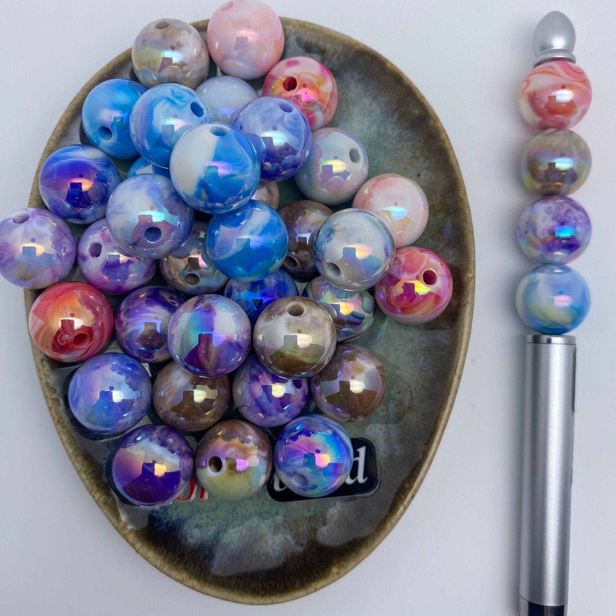95. round 16mm Uv marble beads - Romo bead